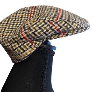 Vtg Plaid Driving Cap Houndstooth Pattern Flat‎ Hat Jonathan Richard's Ireland